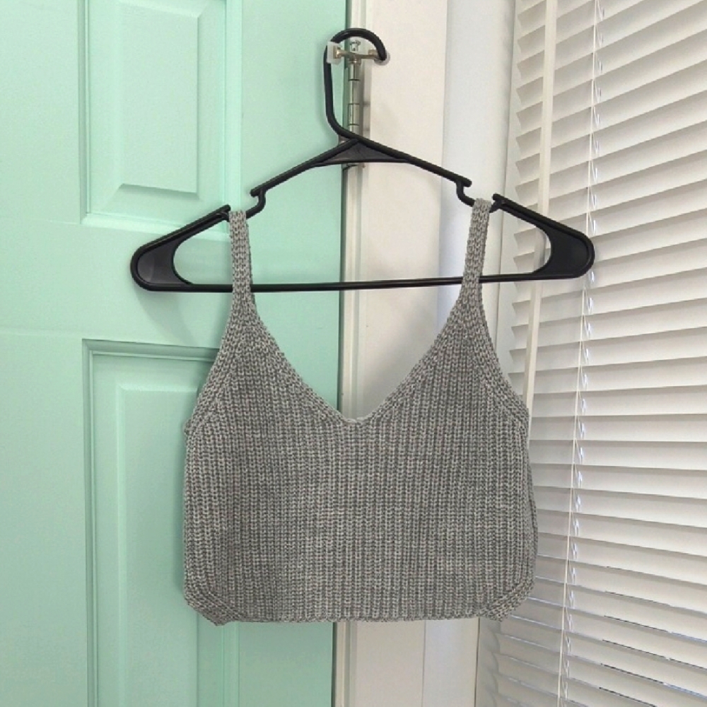 Gray Knit Women's Crop Top